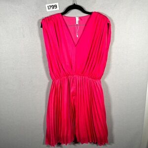 glam Hot Pink Pleated Mini Dress